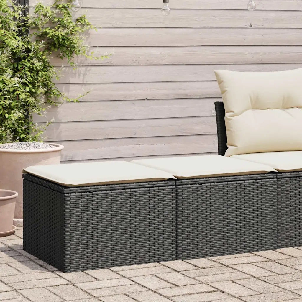 Set Divani da Giardino con Cuscini 2 pz Nero Polyrattan Acacia 3328659