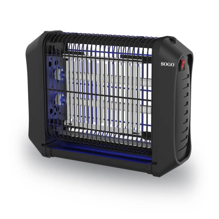 Lampada antizanzare elettrica UV LED 60m², griglia alta tensione 1600-1800V con vassoio estraibile - Sogo