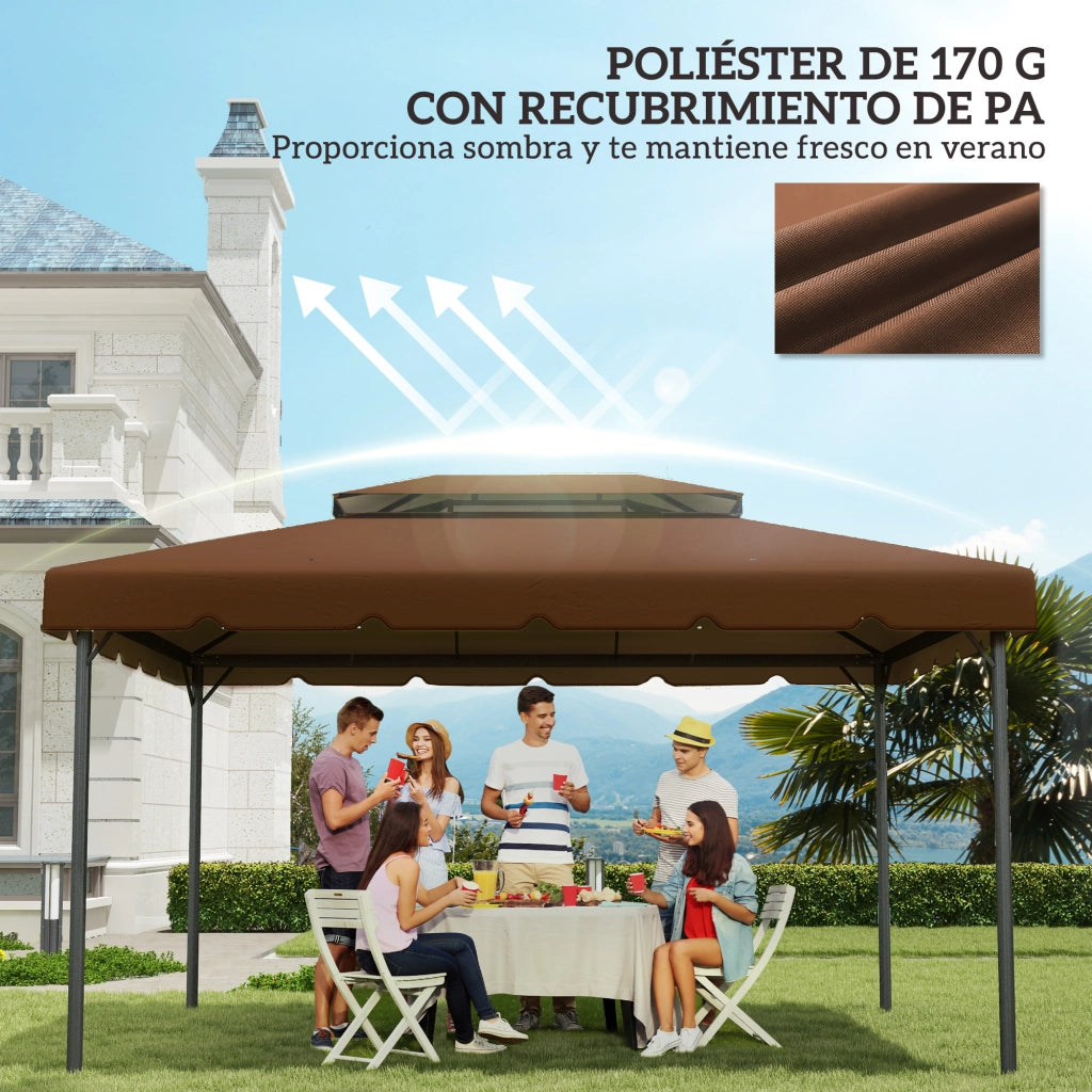 Toldo per Gazebo 4x3 m ¨C zephmum ¨C Marrone, Polipropilene, con Fori di Drenaggio