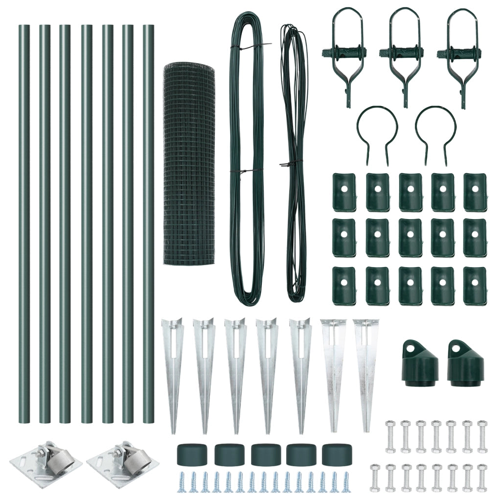Set di Pali per Recinzione Set di 2 Verde Metallo 10 x 0.5 m