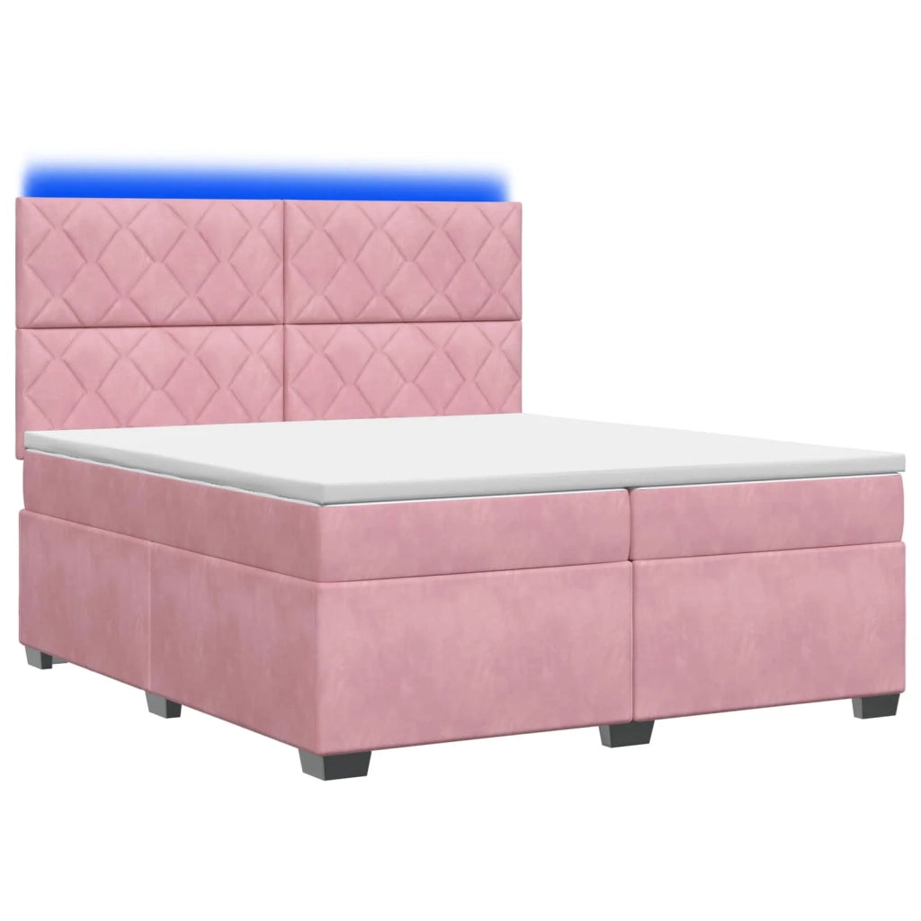 Letto box spring con materasso Rosa 200 x 200 cm Velluto 3455185