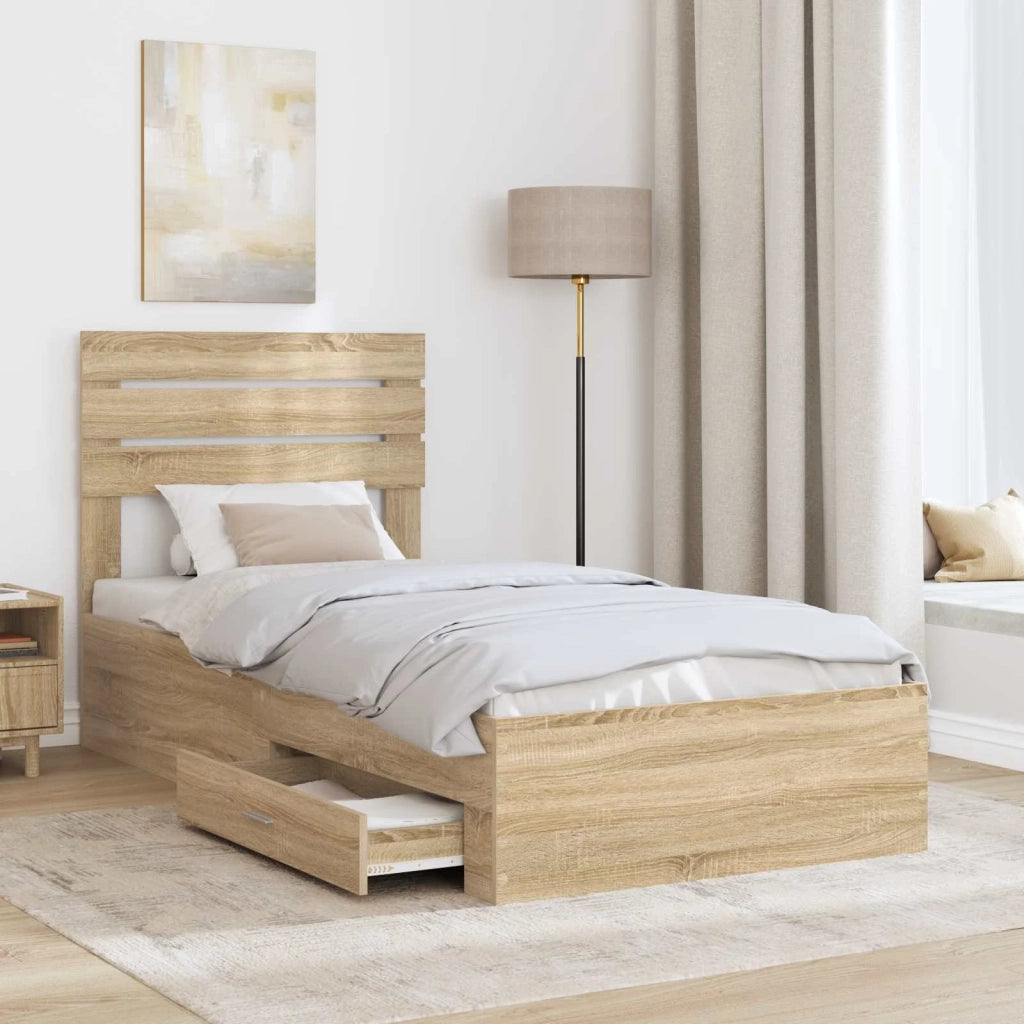 Struttura del letto-Giroletto Rovere Sonoma e Argento 75 x 190 cm 175380