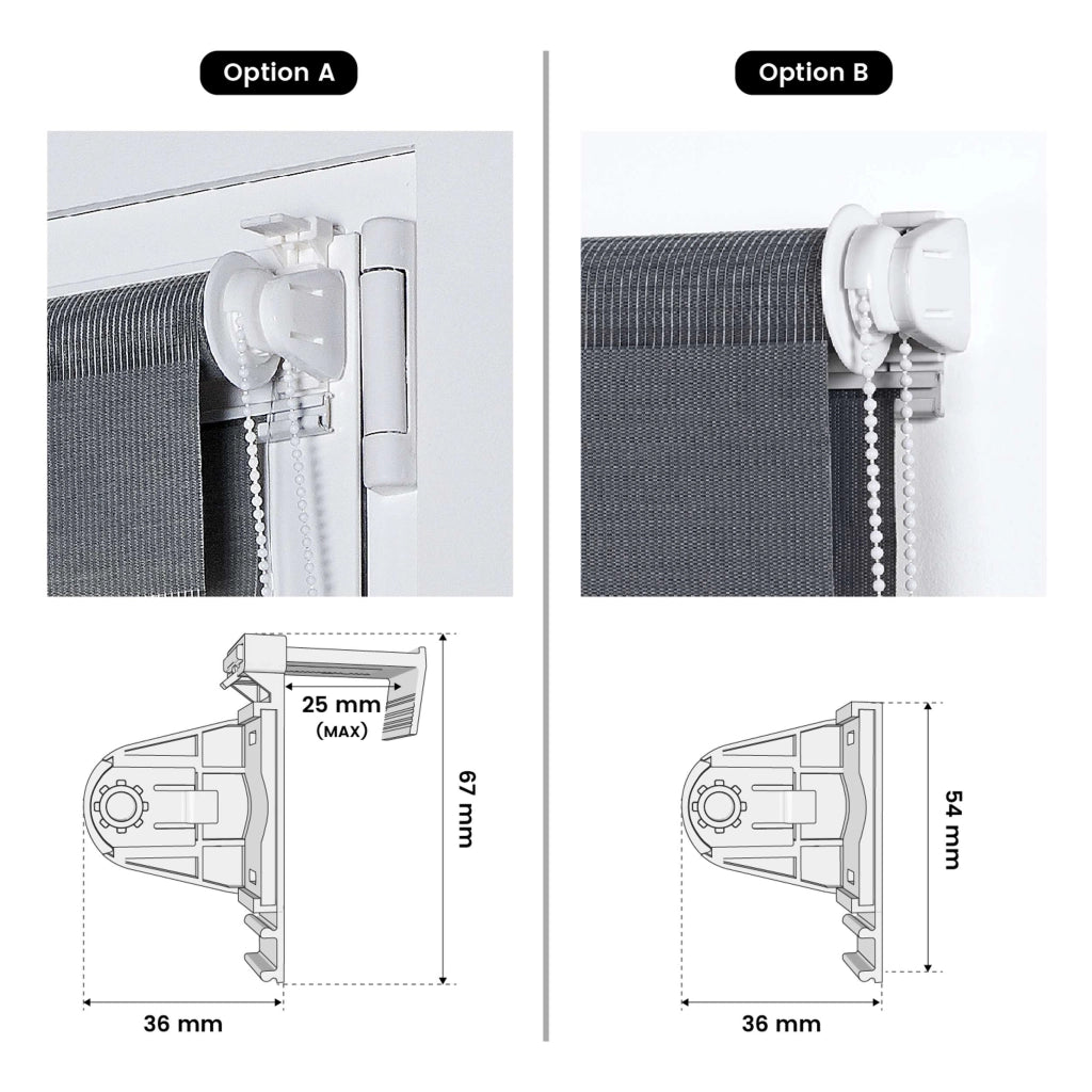 Tenda a Rullo giorno / notte installazione senza foratura EasyFix Argento 45x180 cm