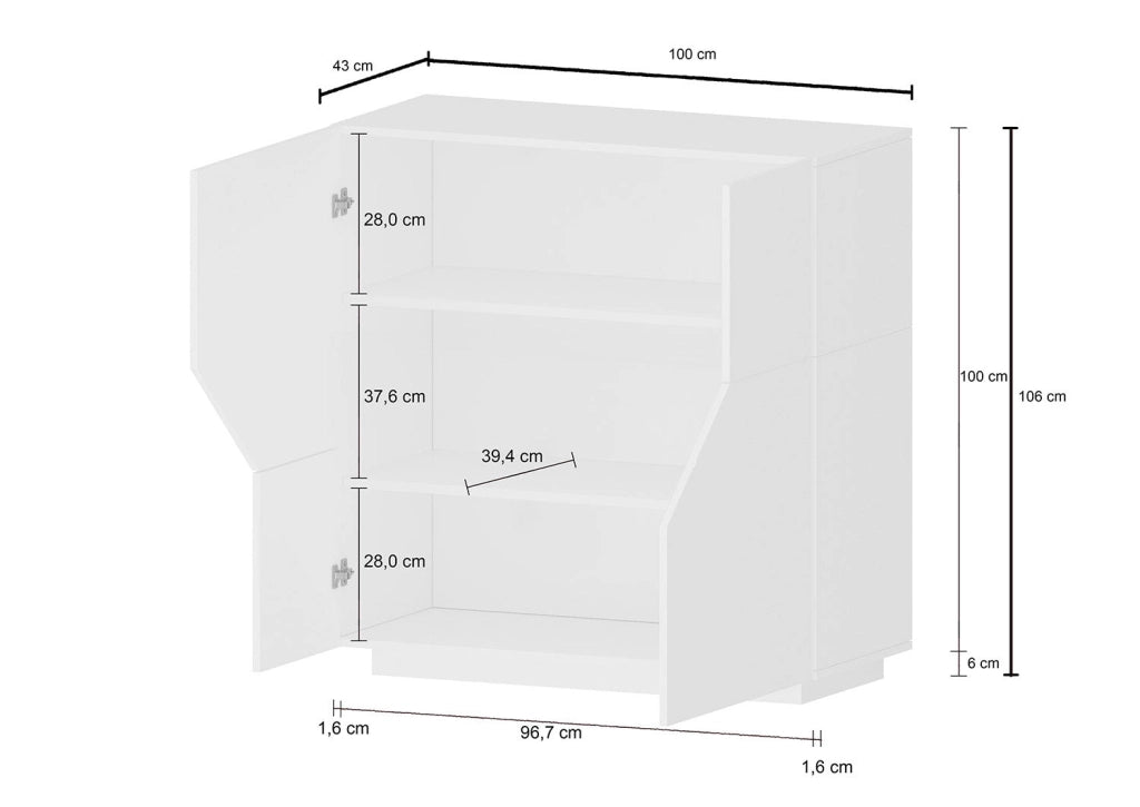 Credenza Alta 100x43x106 cm Alien Ardesia e Acero Pereira