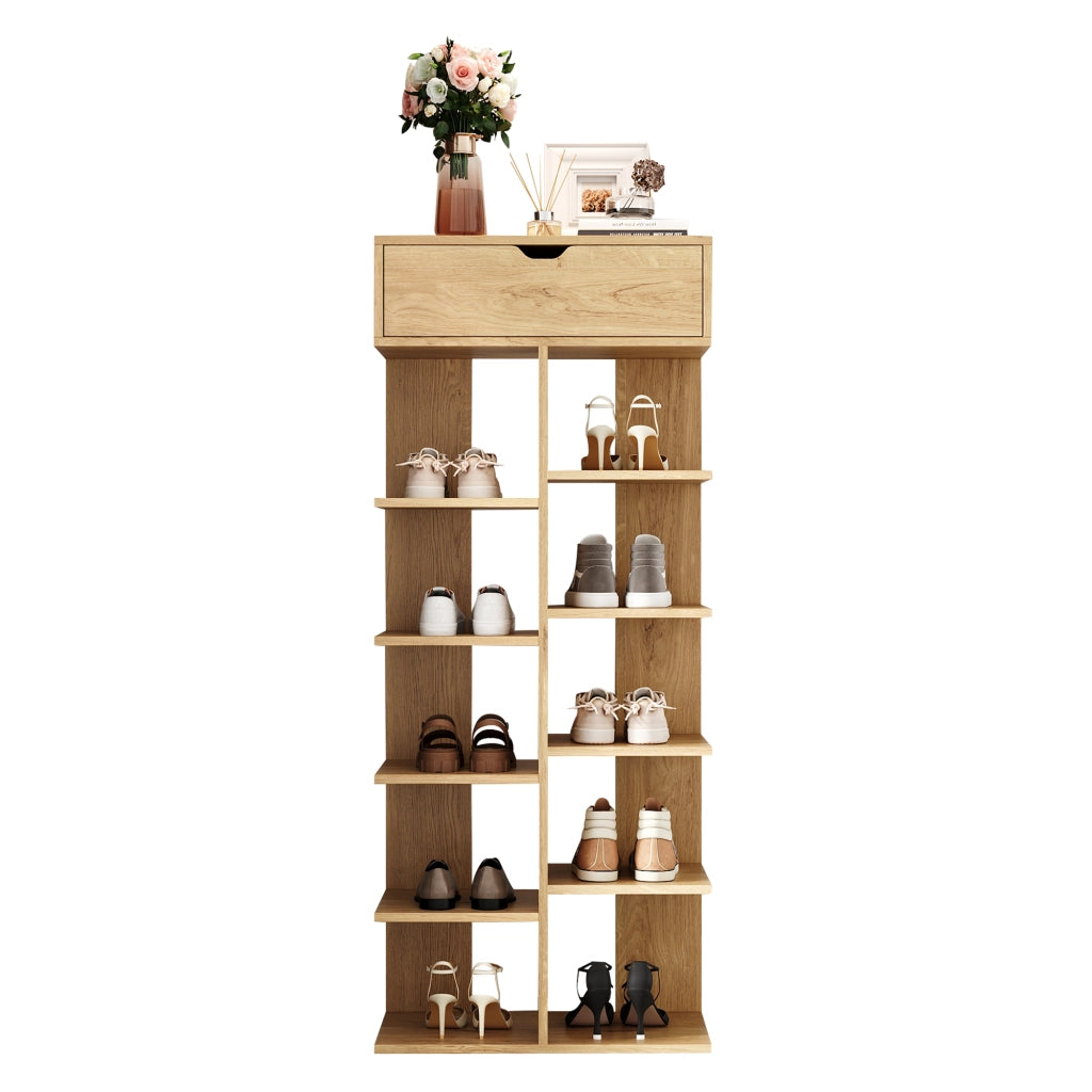 SCARPIERA MULTIFUNZIONALE 55x33x133 cm in truciolare colore naturale