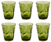 Set 6 Bicchieri Accartocciati 36 cl Ø9 cm in Vetro Pressato Kaleidos Verdi