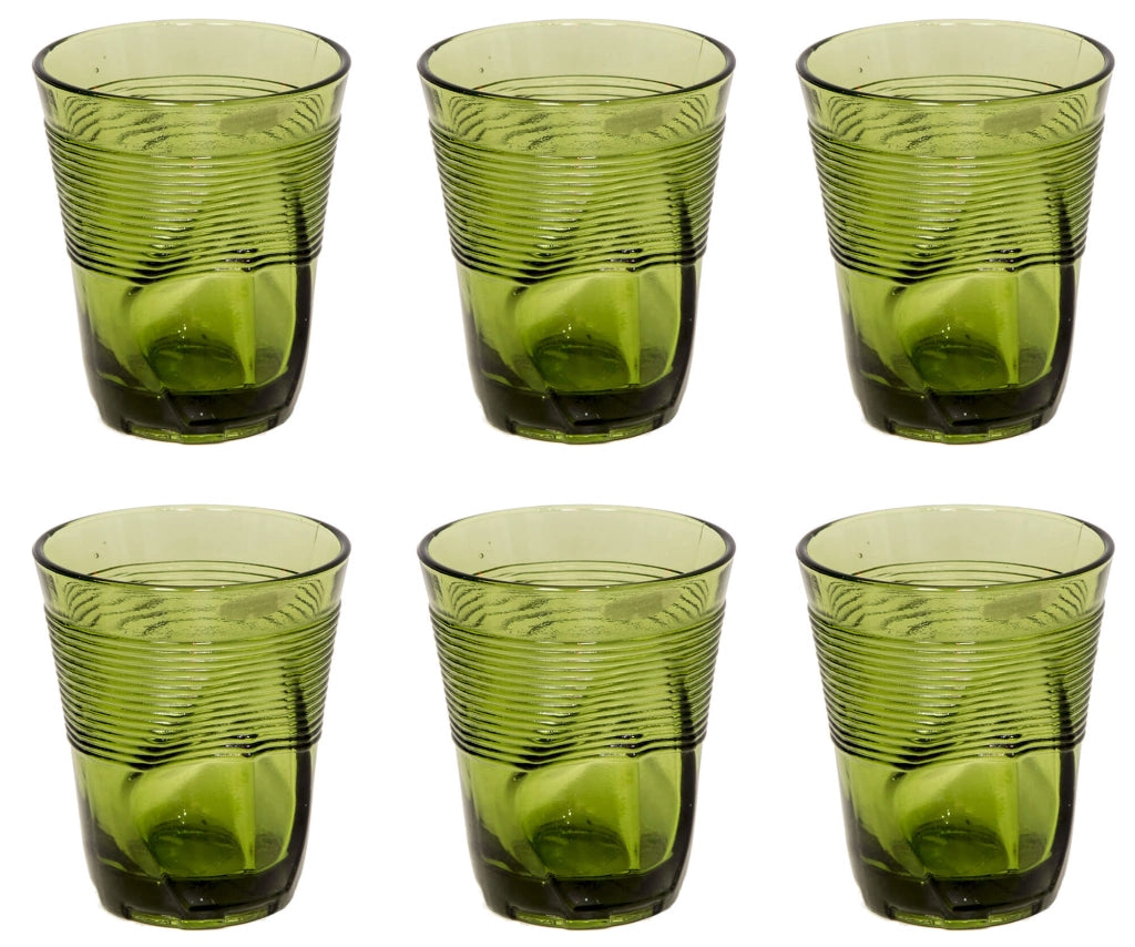 Set 6 Bicchieri Accartocciati 36 cl Ø9 cm in Vetro Pressato Kaleidos Verdi