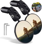 Set universale fari per bicicletta 360° regolabili e girevoli, alta risoluzione, per manubri, mini specchi laterali 17,4-22 mm, per biciclette, mountain bike, biciclette da corsa e e-bike.