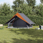 Tenda da Campeggio a Forma di A per 5 Persone Impermeabile Grigia e Arancione