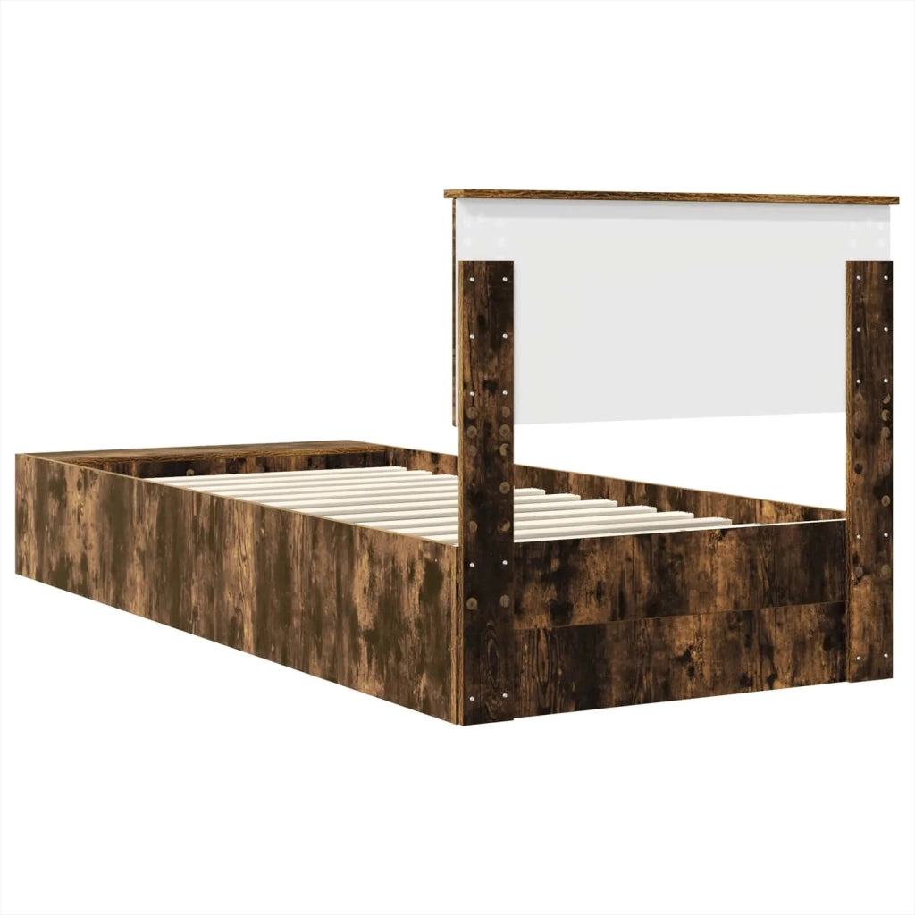 Letto singolo | Letto per adulti | Struttura del letto Rovere fum¨¦ 90 x 200 cm Legno multistrato