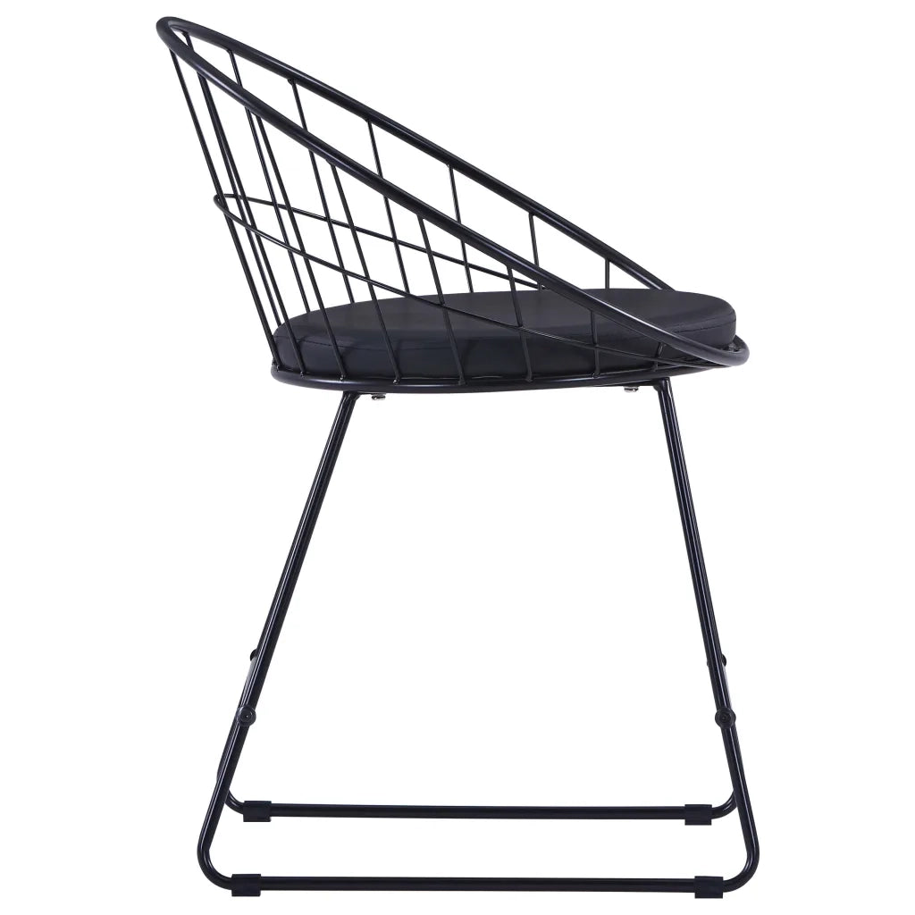 Sedie da Pranzo con Seduta in Similpelle 4 pz Nere in Acciaio 276235