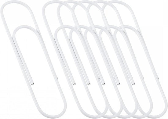 Paperclips in acciaio per ufficio e casa, 20 pezzi, superficie liscia, lunghezza 7,9 cm, colore bianco.