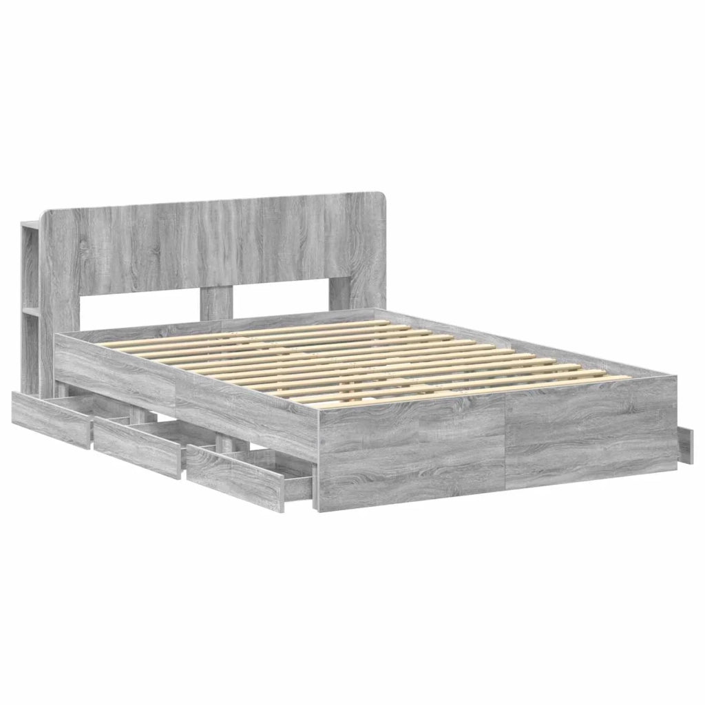 Struttura del letto con stoccaggio e testata Sonoma grigio 3433975