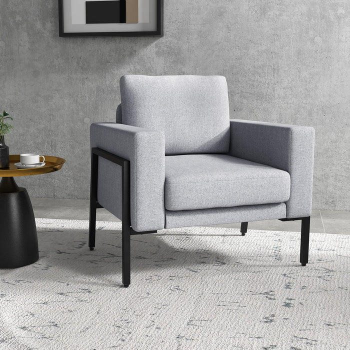 Poltrona Imbottita 82x70x83,5 cm in Poliestere Grigio Chiaro