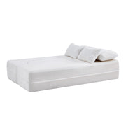 Divano futon pieghevole - con funzione materasso - in tessuto - bianco - 36×36×143 cm
