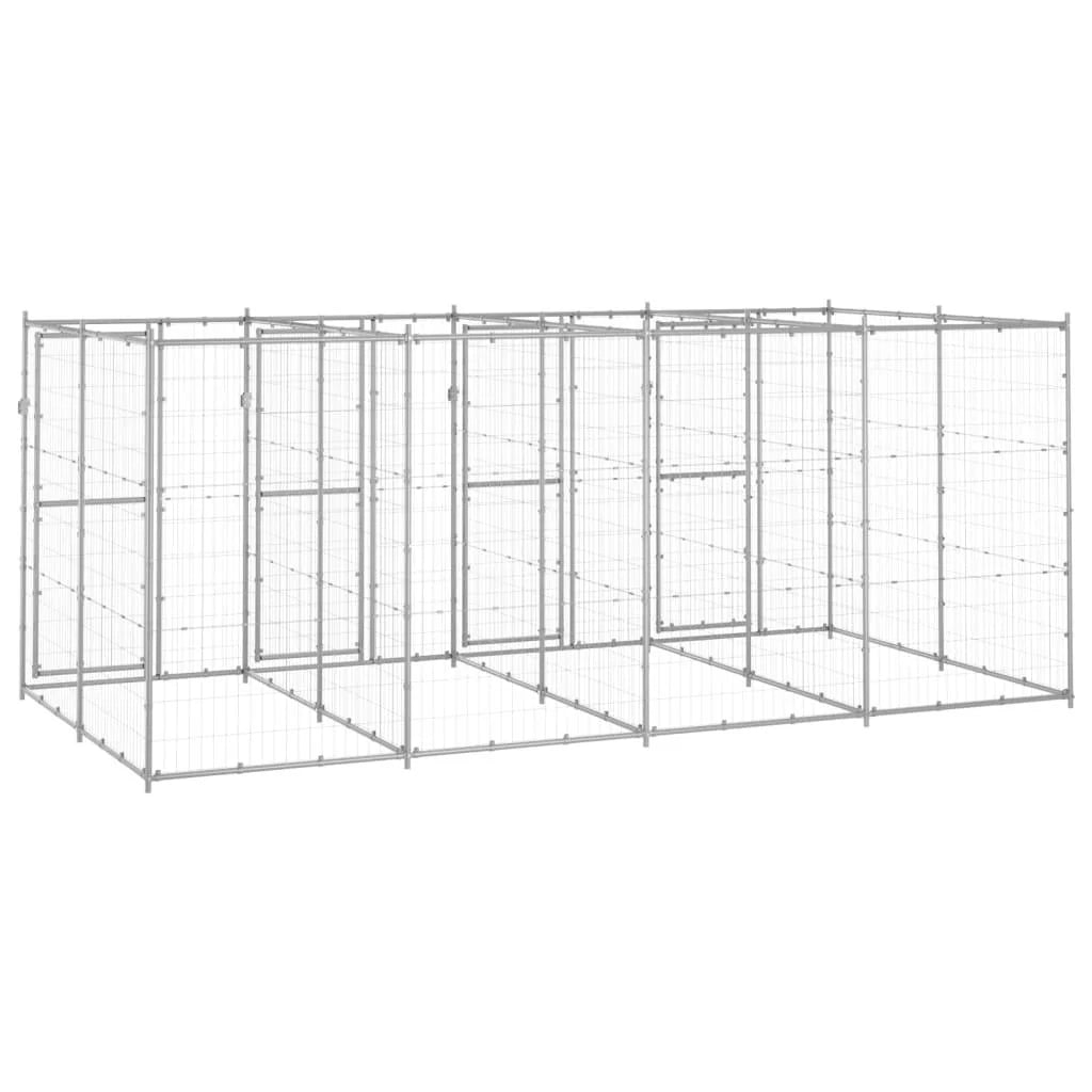 Recinto per cani da esterno recinto per animali recinto per cani da esterno acciaio zincato 9,68 m² 02_0000430