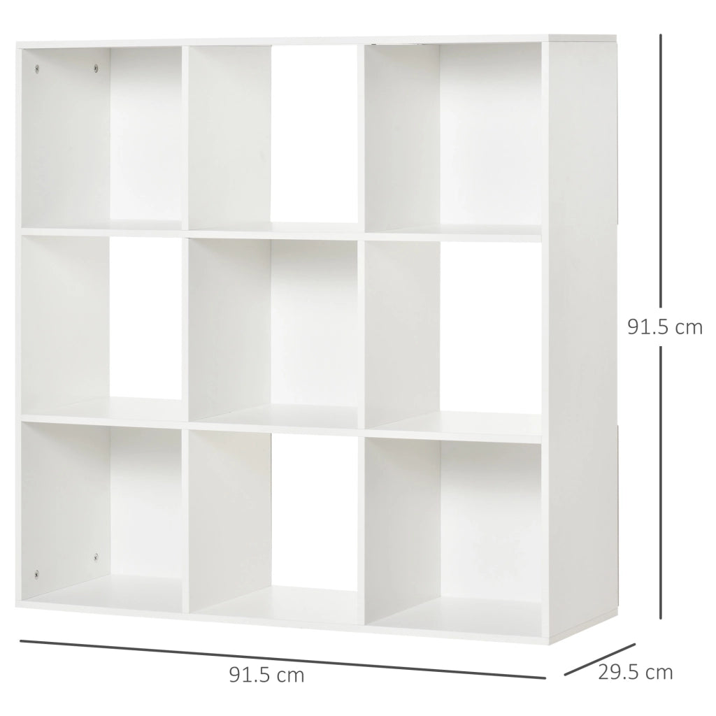 Libreria Moderna con 9 Scomparti ¨C zephmum ¨C Legno Bianco 91.5x29.5x91.5 cm