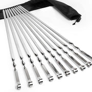 Spiedini per griglia in acciaio inossidabile 55 cm - 10 pezzi - Spiedini extra lunghi - Resistente al calore - Duraturo - Adatto per griglia/fornello a gas