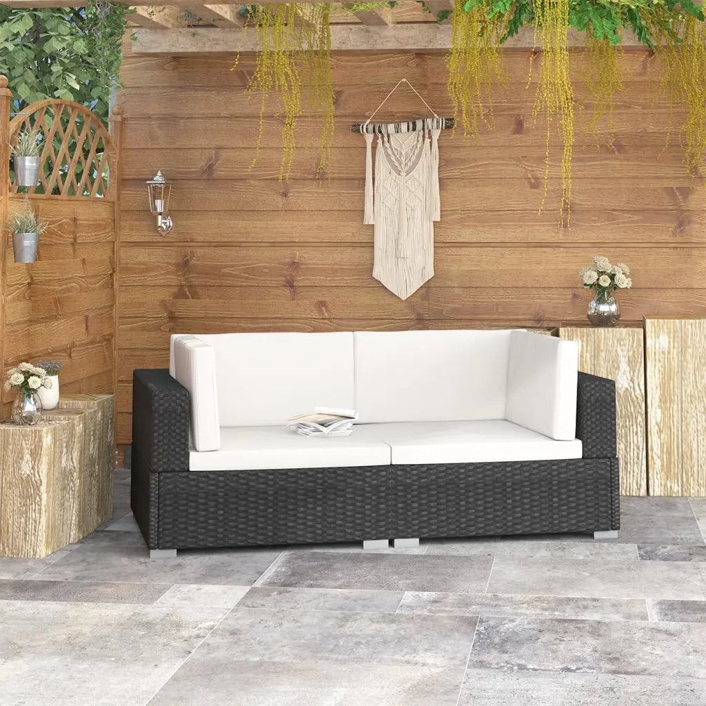 Poltrone Modulari ad Angolo con Cuscini 2 pz Polyrattan Nero cod mxl 69982