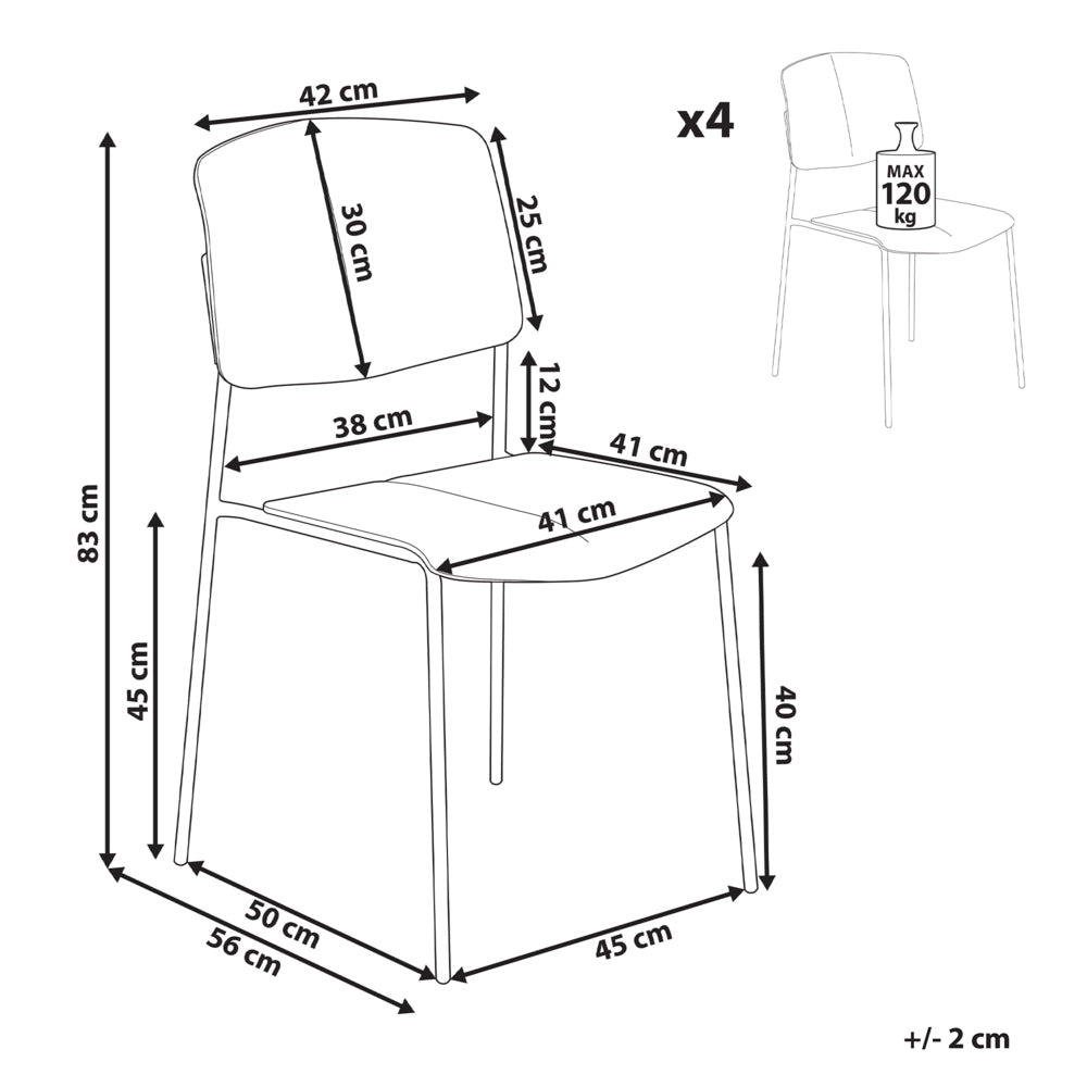 Set di 4 sedie da pranzo in plastica beige Design moderno e contemporaneo per la sala da pranzo
