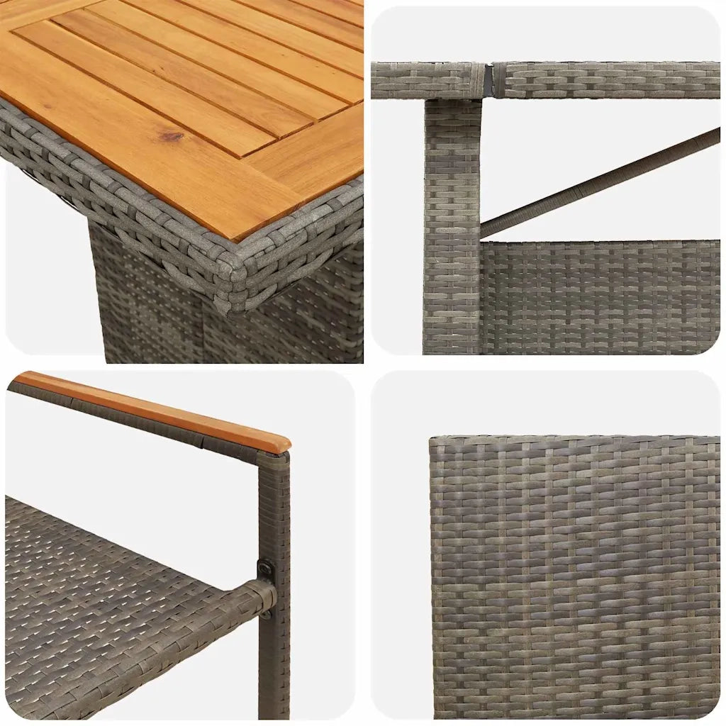 Set da Pranzo per Giardino 9 pcs Grigio polyrattan 3365421