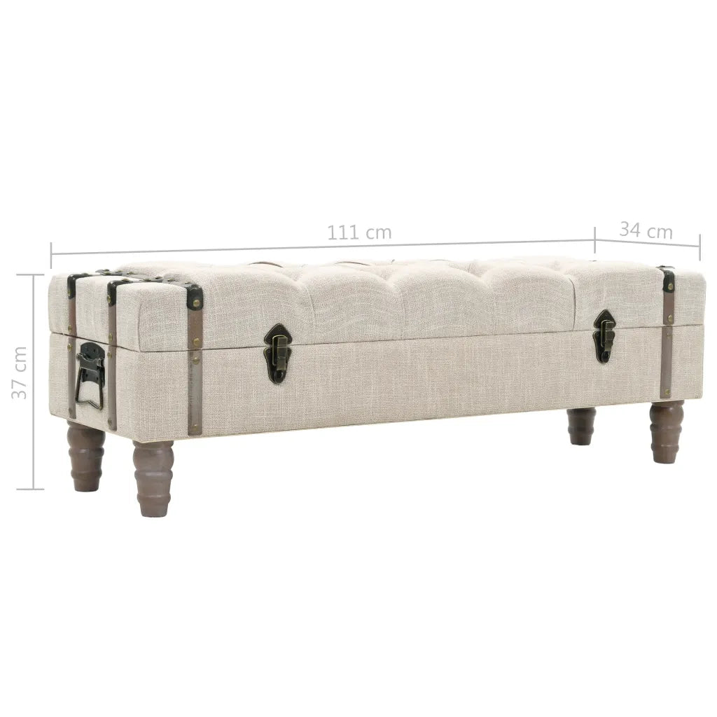 Cassapanca-Baule-Panca con Contenitore in Legno Massello e Acciaio 111x34x37 cm
