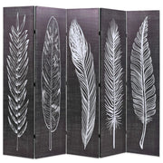 Paravento pieghevole divisorio mobile decorativo 200 cm piume bianche e nere 0802052