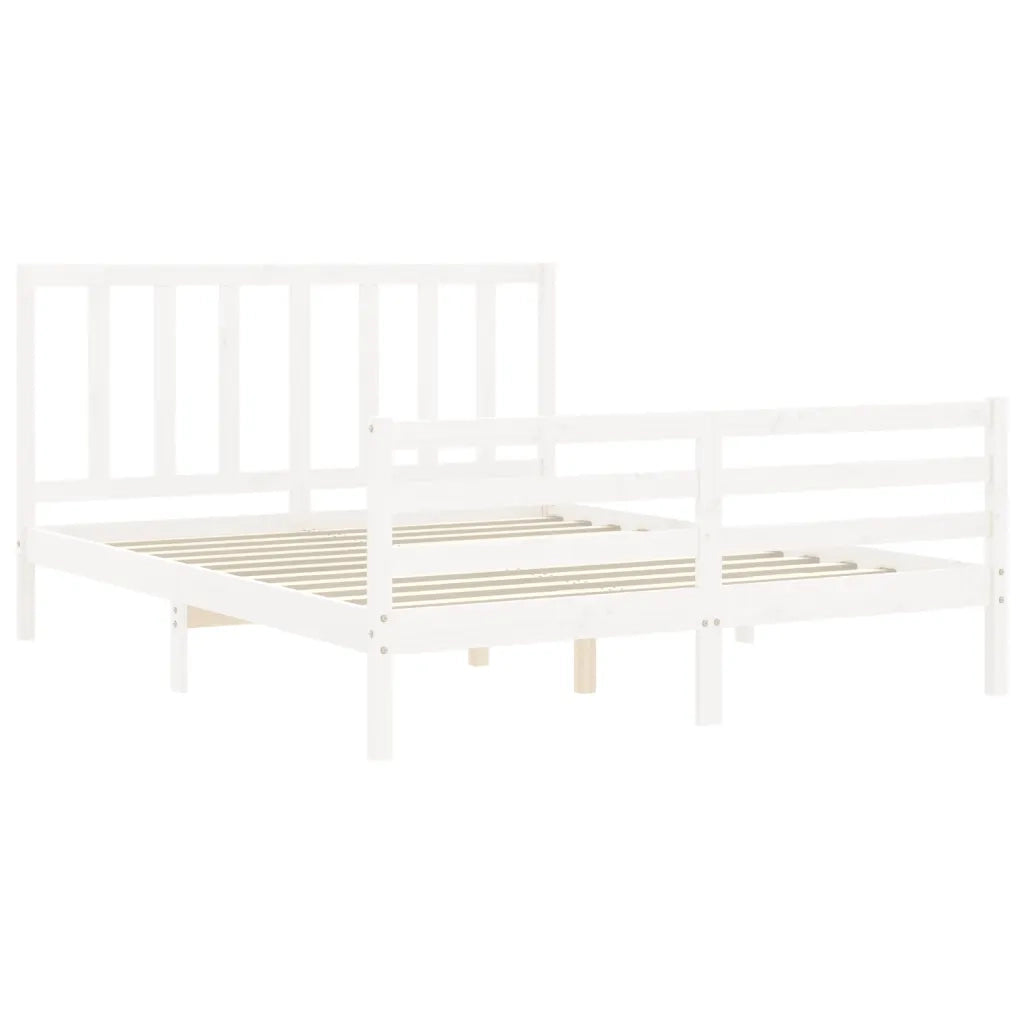 Giroletto senza Materasso-Struttura Letto Bianco 160x200 cm Legno Massello Pino 580587