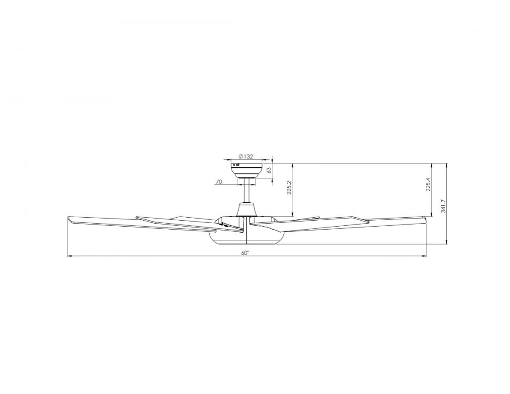 Vam Ventilatore da soffitto a risparmio energetico EMPIRE 153 cm bianco con luce a LED