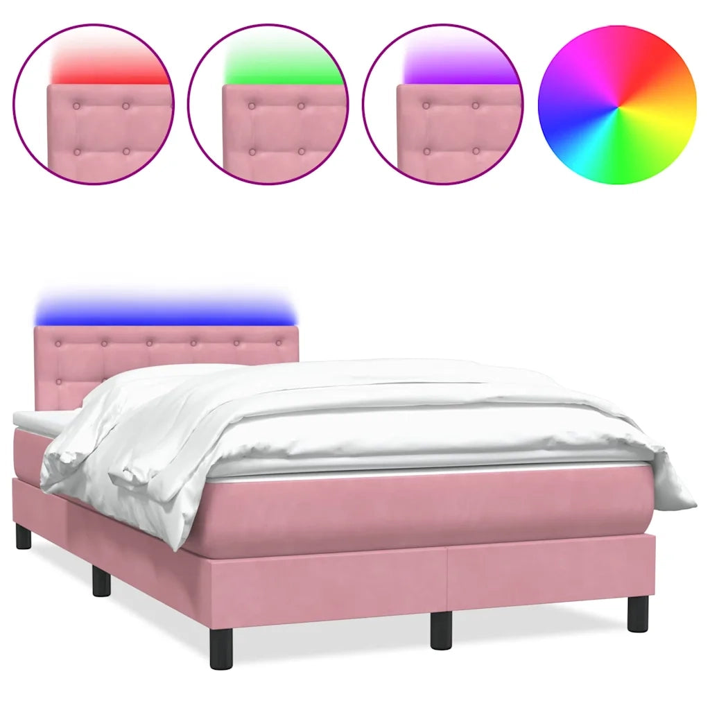 Letto a Molle con Materasso e LED Rosa 120x220 cm in Velluto 3317312