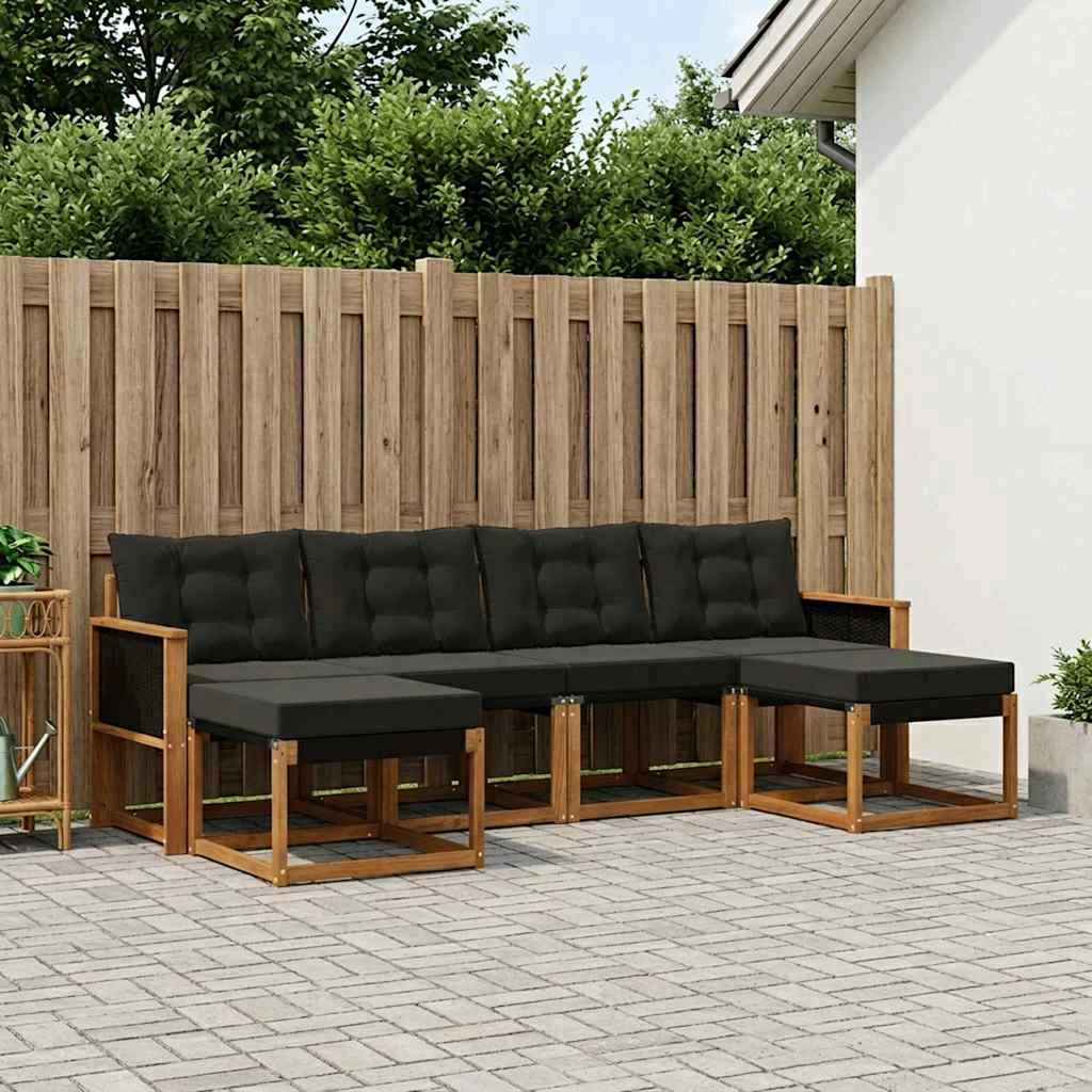 Set di divani da esterno 6 pz Naturale e Nero 3382120