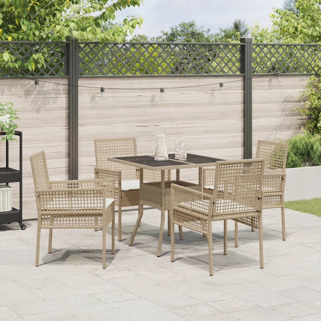 Set da pranzo da giardino 5 Pezzi Beige Polyrattan