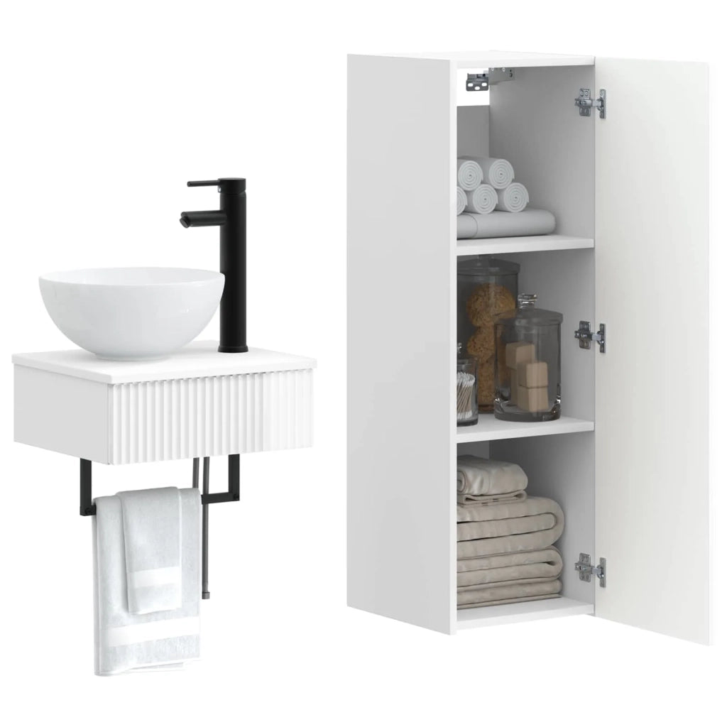 Set di mobili per il bagno 2 pz Bianco Lucido 3406097