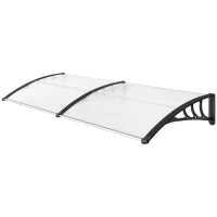 Pensilina Tettoia da Esterno 195x75cm, Tettoia per Esterno in Policarbonato e Alluminio, per Balcone Finestre e Porte, Trasparente