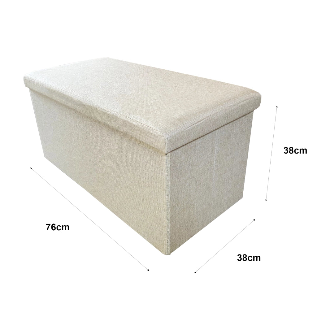 Puff Ottomano Portaoggetti Rettangolare in Tessuto Pieghevole 76x38x38cm | Nyana Casa | Stile ottomano | Tessuto Resistente | Nero, grigio e beige