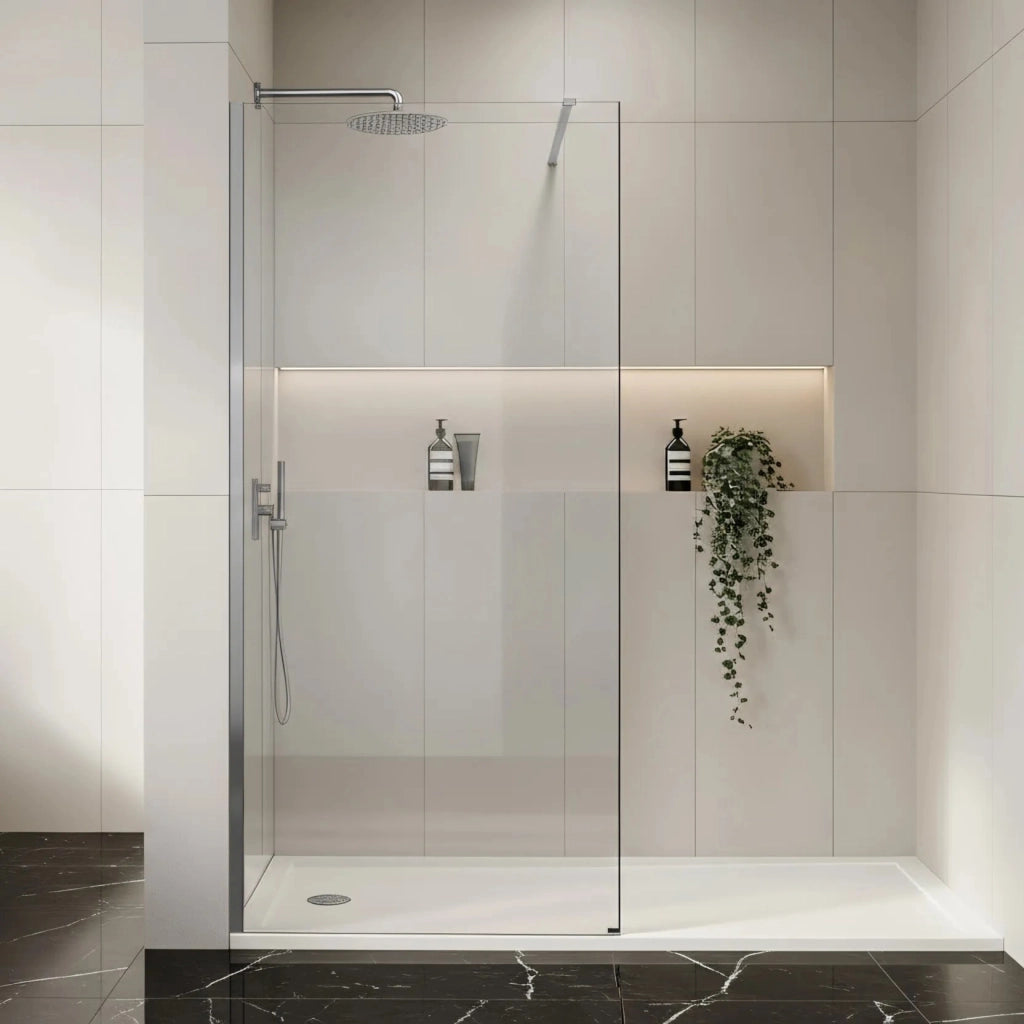 Parete Doccia Rea Flexi Transparent / Chrome 80