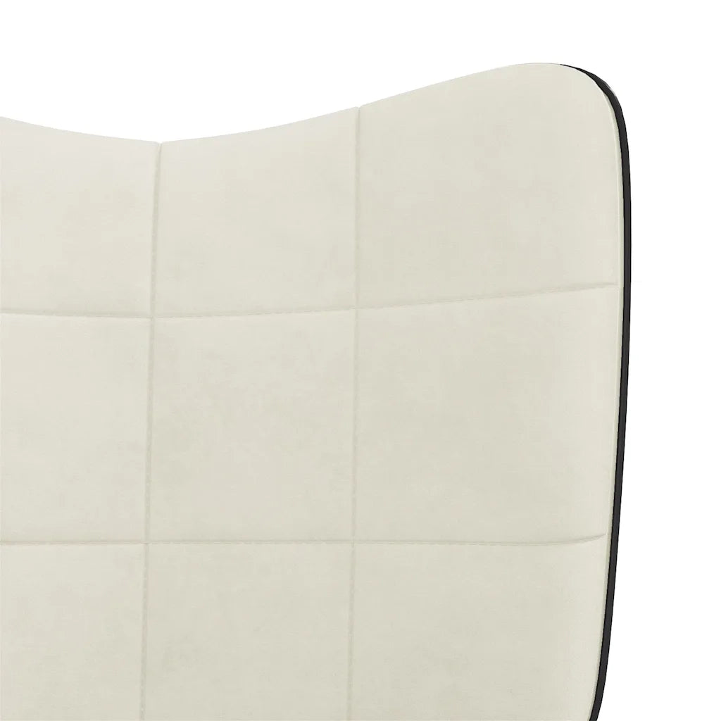 Poltrona Relax con Poggiapiedi Bianco Crema in Velluto e PVC 327851