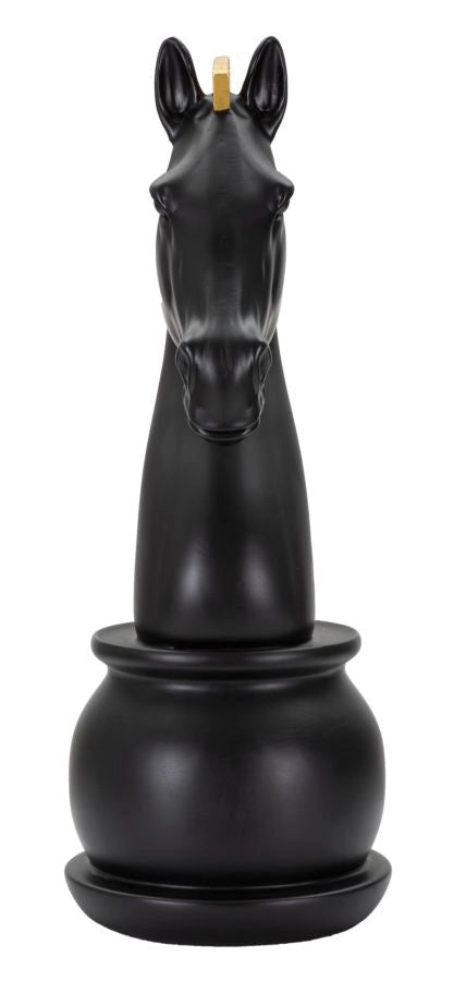 Cavallo da Scacchi 18,5x50x18,5 cm in Poliresina Nero/Oro