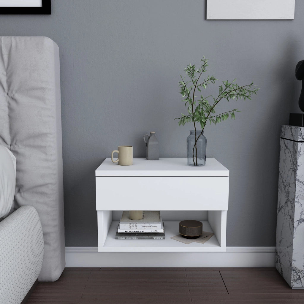 Comodino in legno "Jamot" - 45 x 29 x 32 cm - Bianco