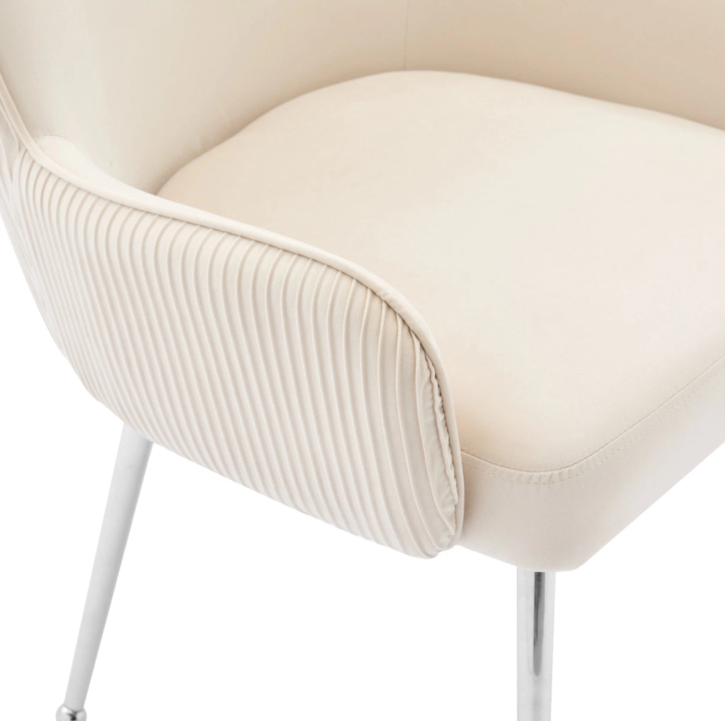 Set di 6 sedie in velluto con braccioli e supporto lombare beige
