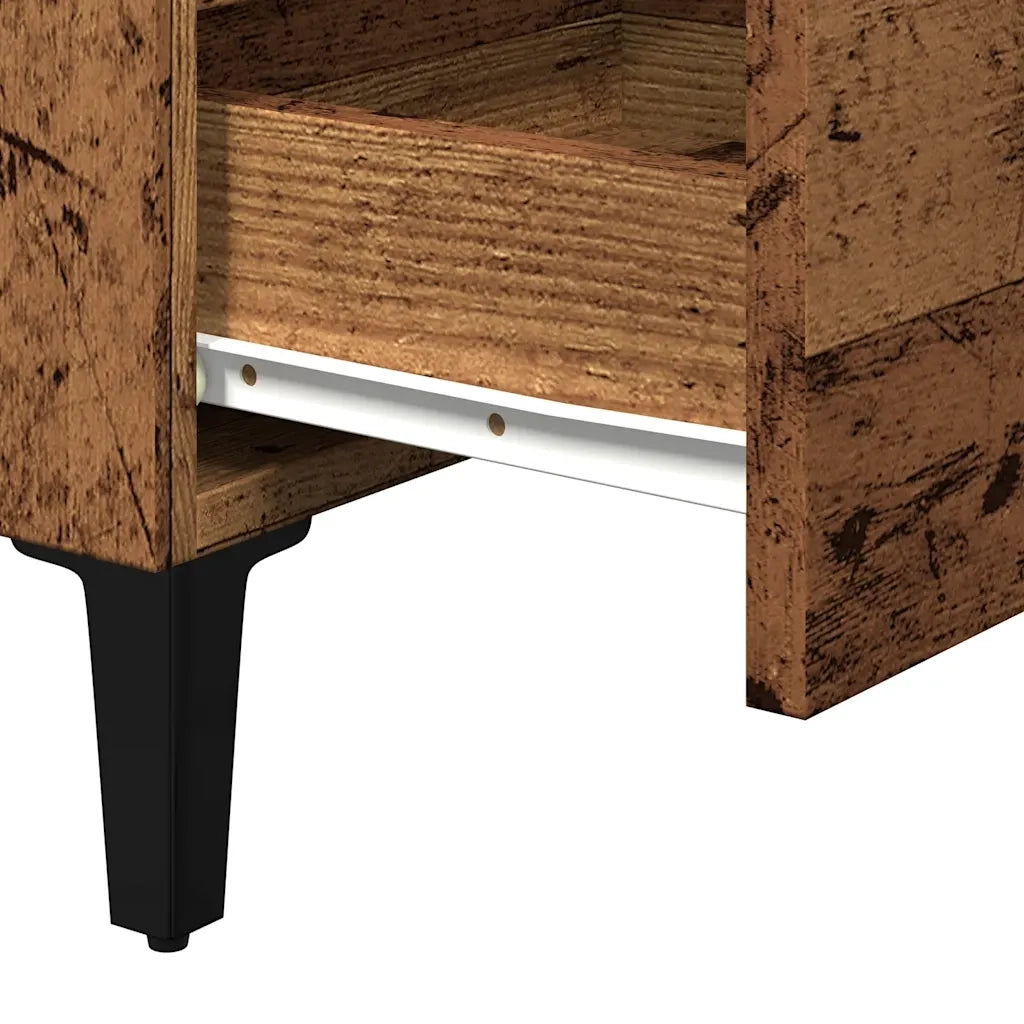 Comodino con Gambe in Metallo Legno Antico 40x35x69 cm