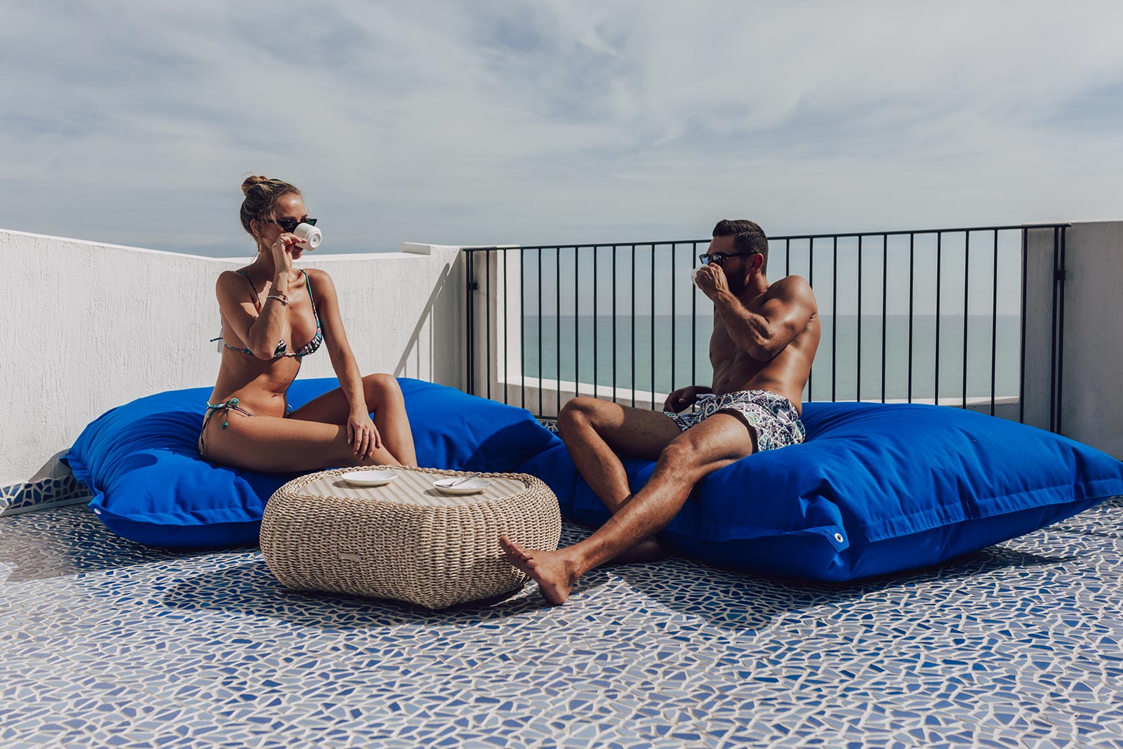 Cuscinone Poltrona Pouf Gigante 175x135 cm in Acrilico Pomodone Verdone