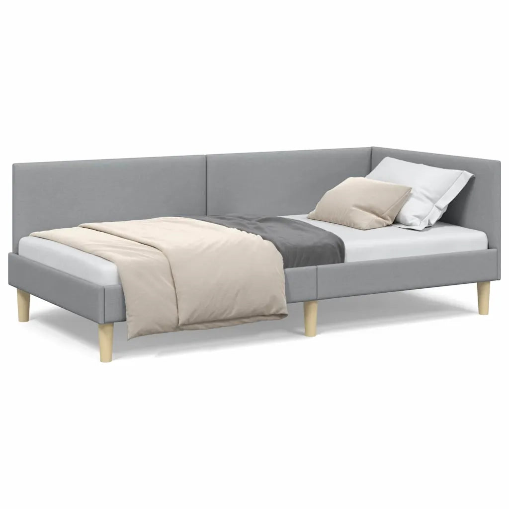 vidaXL Cornice del letto ad angolo Altro Grigio chiaro 90 x 200 cm