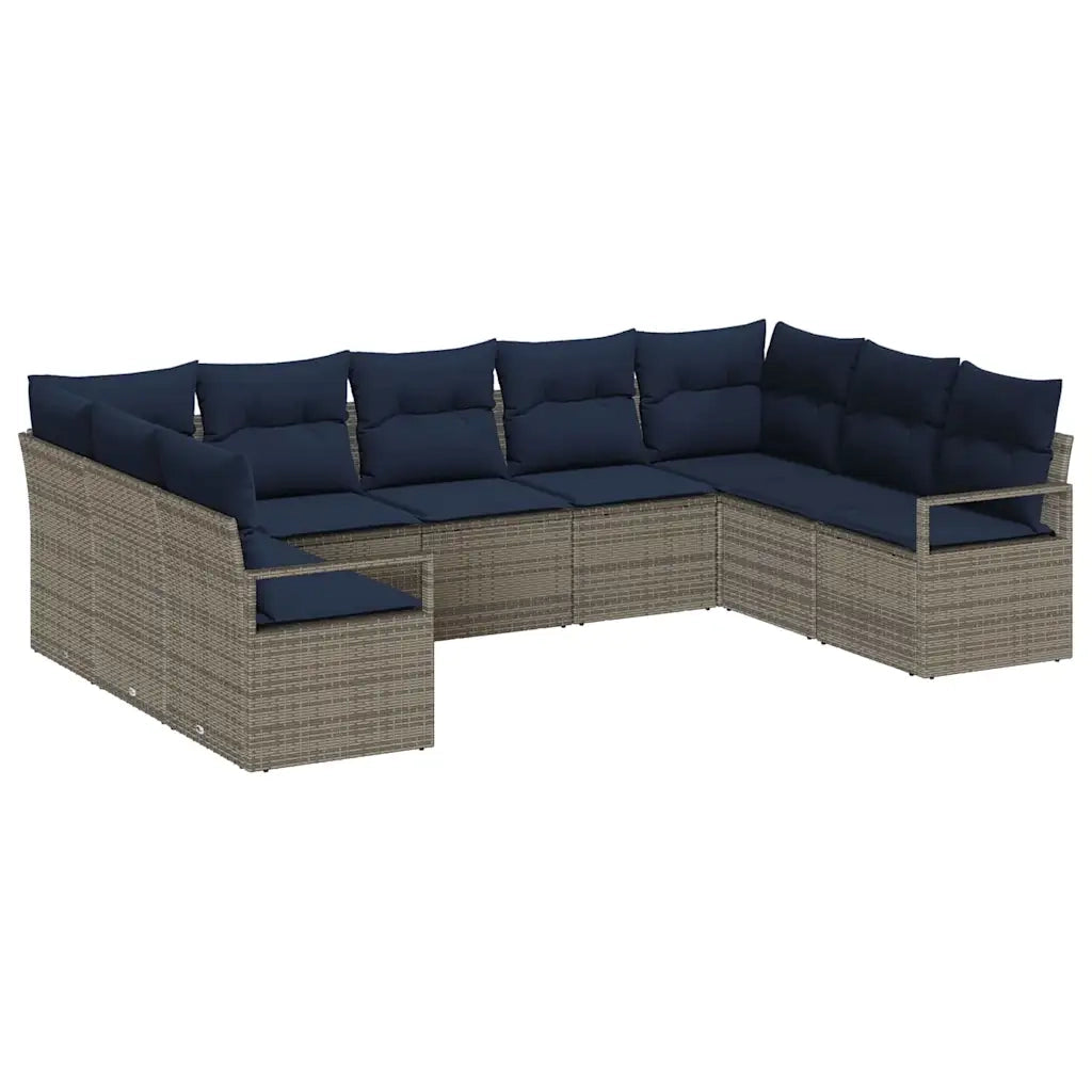 Set di divani con cuscino 9 pcs Grigio polyrattan