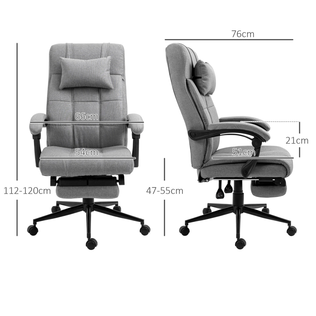 SEDIA Ufficio Ergonomica Regolabile 66x76x112-120 cm Lino Grigio Chiaro