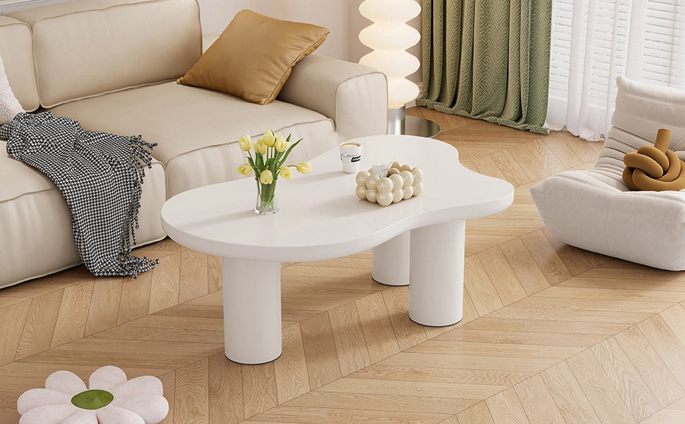 TAVOLINO DA CAFFÈ A FORMA DI NUVOLA 107x66x40,5 cm MDF BIANCO