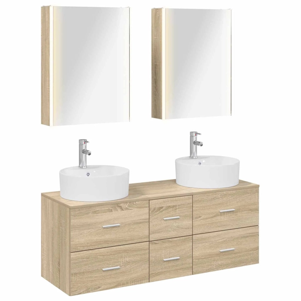 Set di mobili per il bagno 5 pcs Rovere Sonoma 3406929