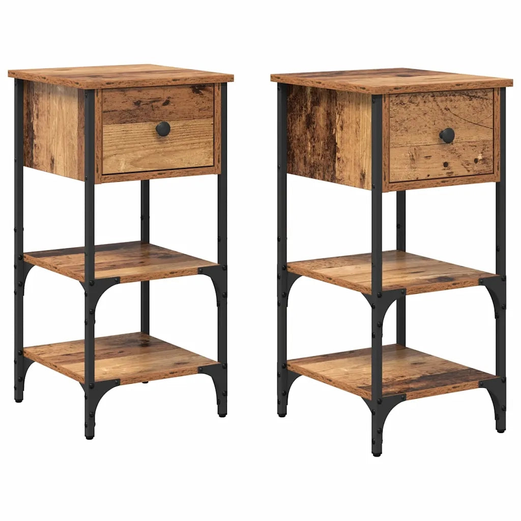 Armadio da Notte con cassetto 2 pcs Marrone 33.5 x 36 x 70 cm 871237