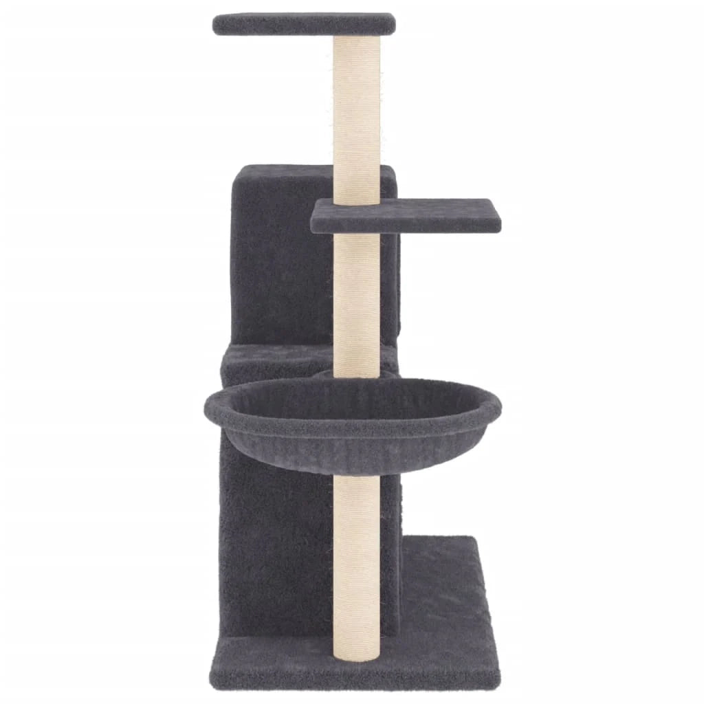 Tiragraffi per gatti Mobili per arrampicata su torre Tiragraffi piattaforma da arrampicata con tiragraffi in sisal scuro 83 cm grigio 02_0022711