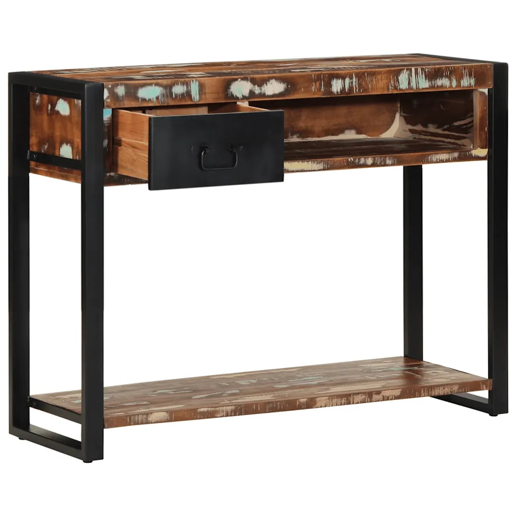 Tavolo Consolle | Tavolo d'Ingresso Multicolore 100x35x75cm Legno Massello Recupero